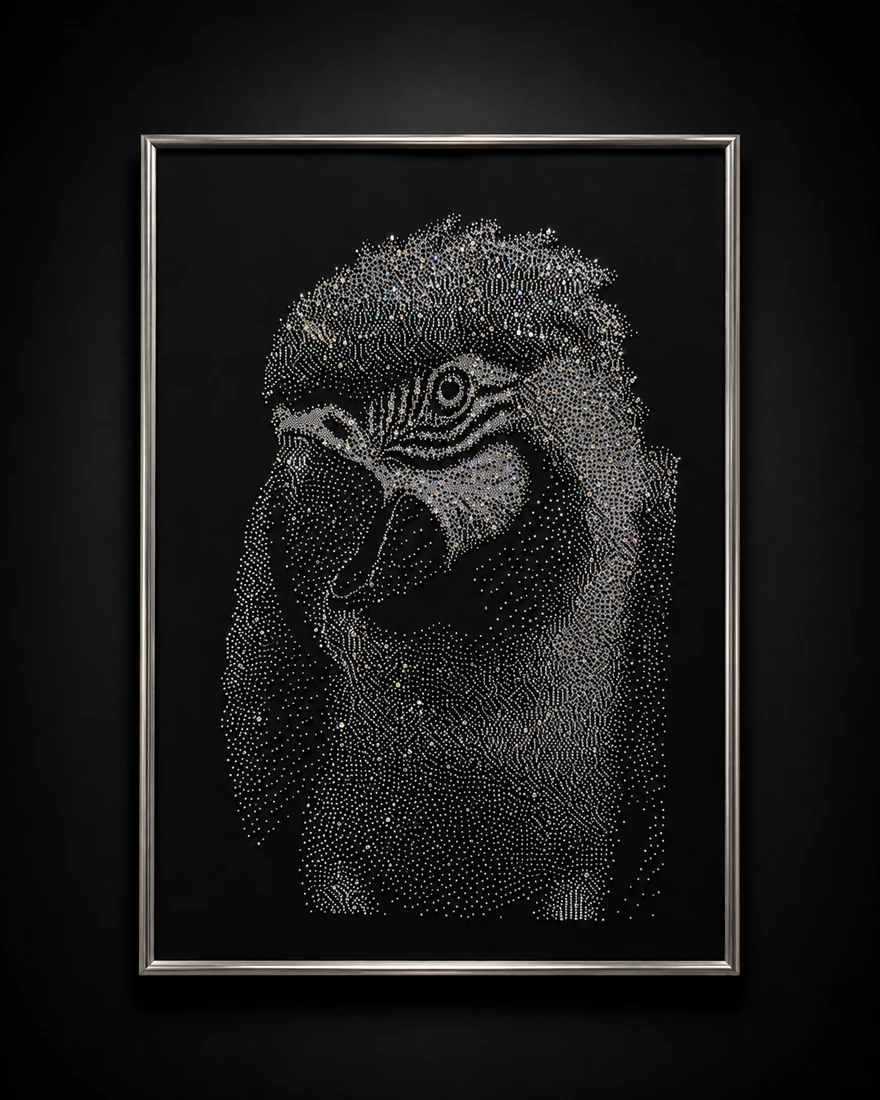Ara-Portrait aus Kristallen