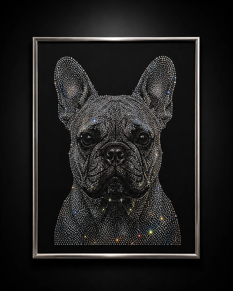 Bulldoggen-Portrait aus Kristallen